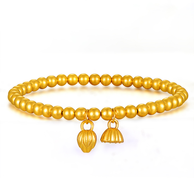 老鳯祥两世欢足金手链女士素款气质送节日生日礼物小众古法传承S