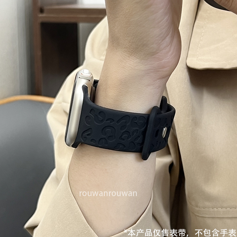 创意硅胶表带适用AppleiWatch苹果S9/S10/8/7/2/3/6表链se45/49mm