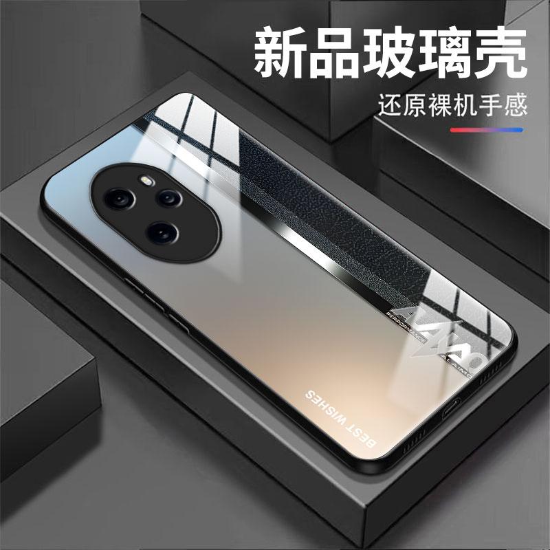 适用于荣耀100pro手机壳HONOR100PRO商务简约英文银男防摔玻璃硬