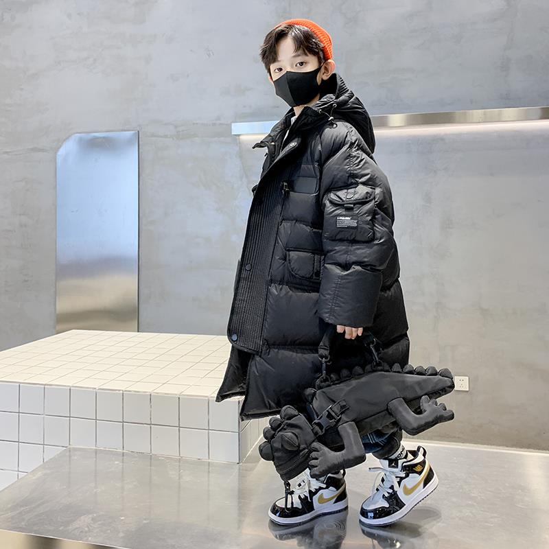 安踏流行男童羽绒服冬季中长版2023新款中大童冬装加厚正品儿童免