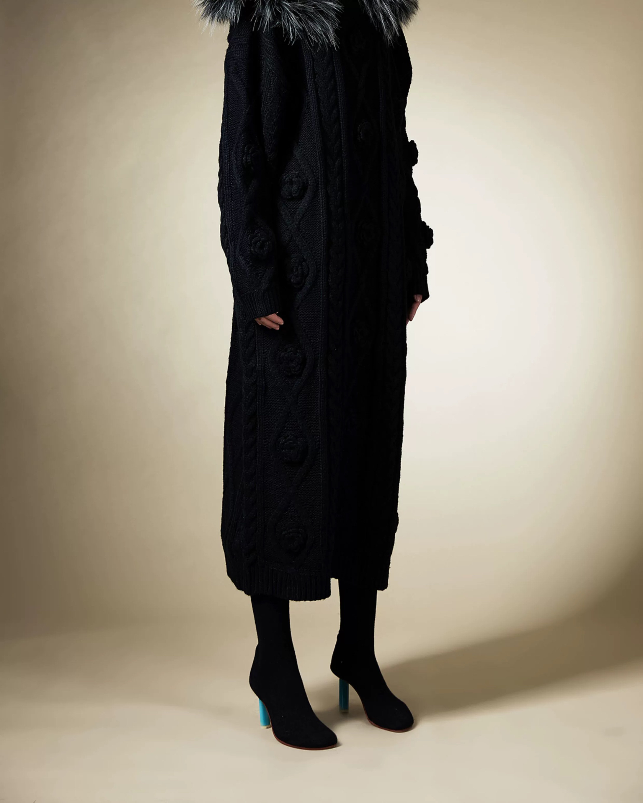 奢华超美大毛领长款毛衣709-799