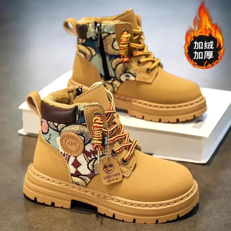 乔丹男童棉鞋冬季新款英伦儿童马丁靴男孩加绒棉靴二棉中大童时尚