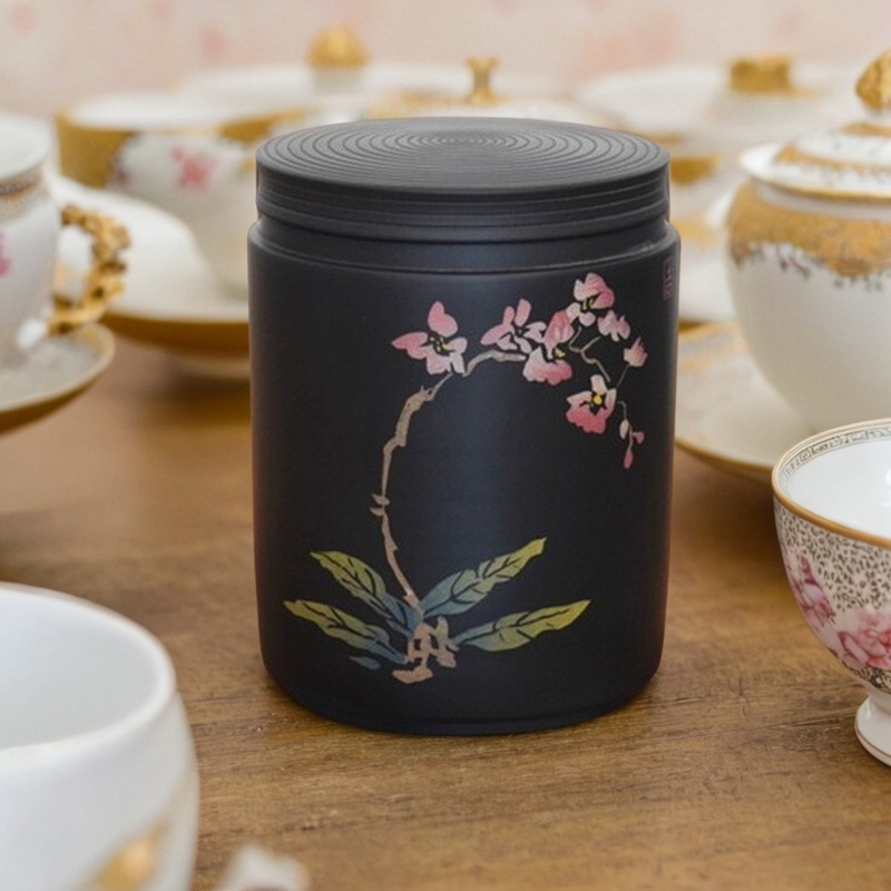 建水紫陶茶叶罐约200g装陶瓷迷你醒茶罐茶叶盒小号罐子装存储茶罐