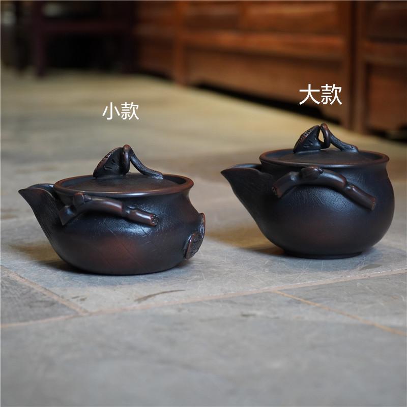 家用建水紫陶茶壶 手抓壶 宝瓶 盖碗 紫砂壶 防烫 功夫茶具