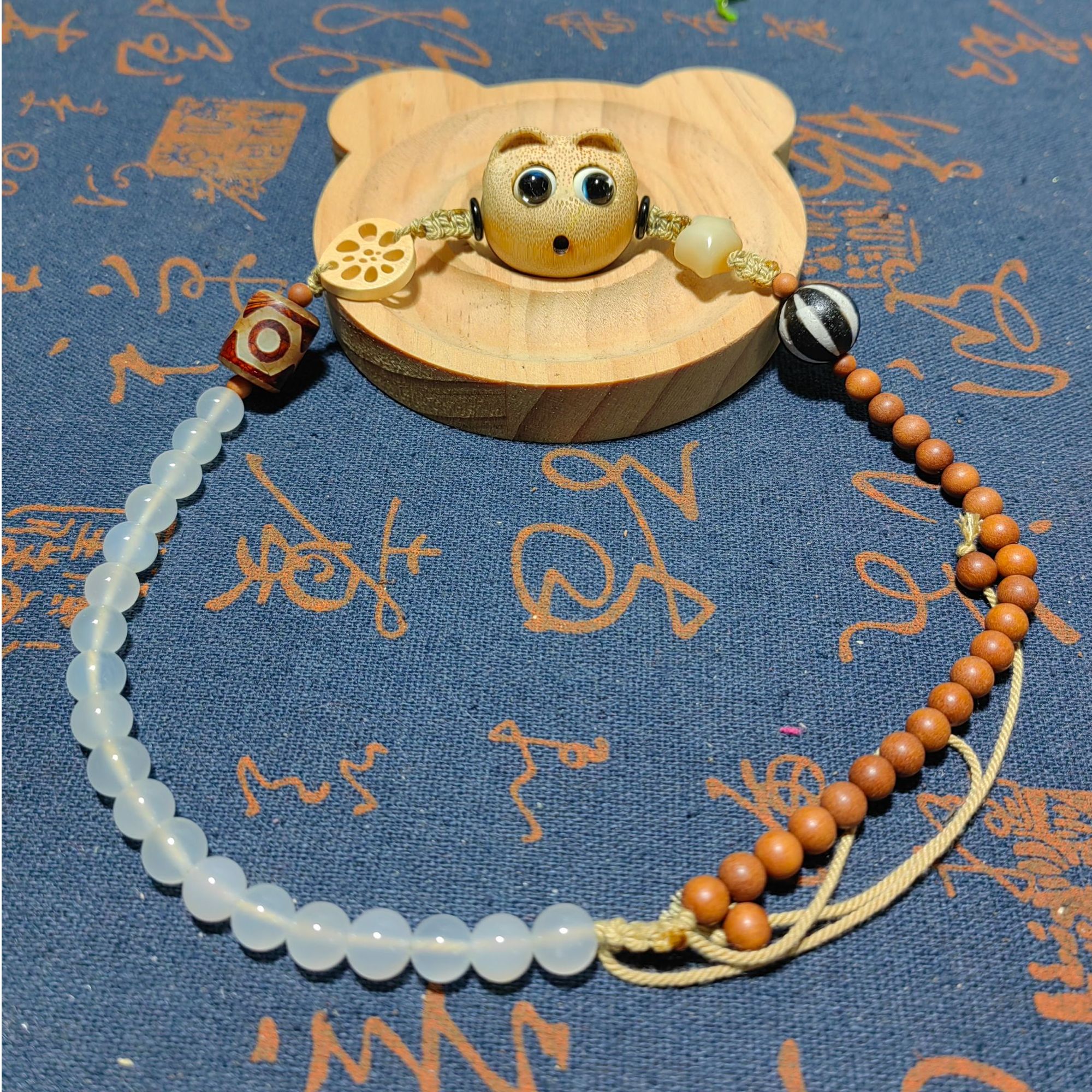 纯手工实心玉竹雕刻 招财金蟾diy搭配  背钉镶嵌欧泊 白玉菩提