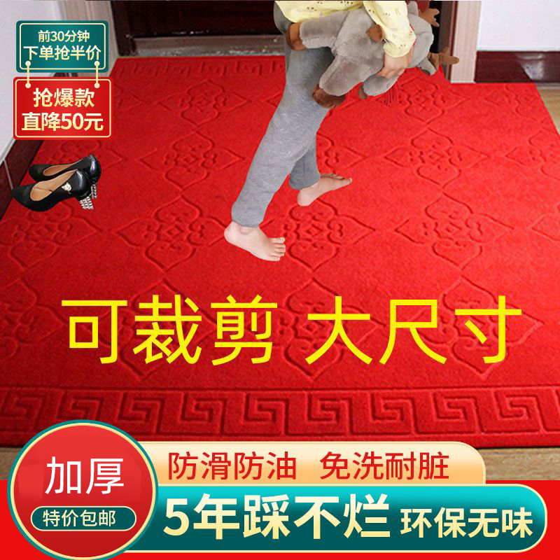 走廊红地毯防滑过道门厅家用楼梯地毯门垫进门满铺可裁剪地垫吸水