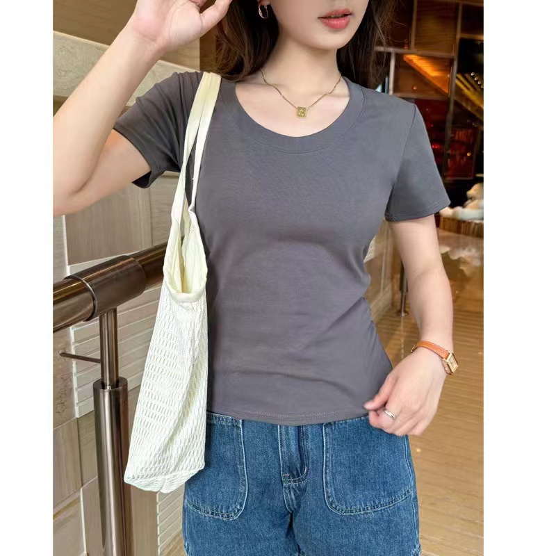 时尚休闲百搭女士简约运动灰色打底衫小众