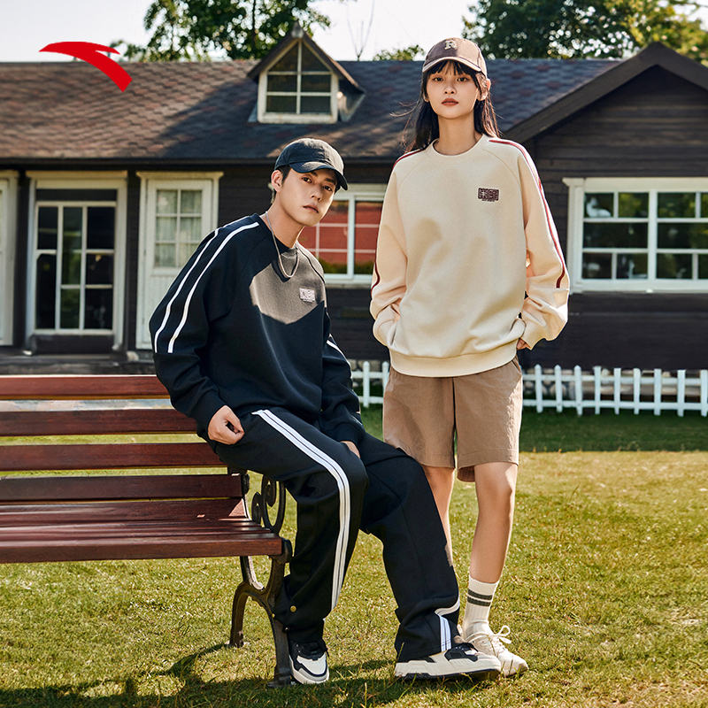 安踏套头卫衣秋季新款情侣卫衣百搭舒适长袖卫衣