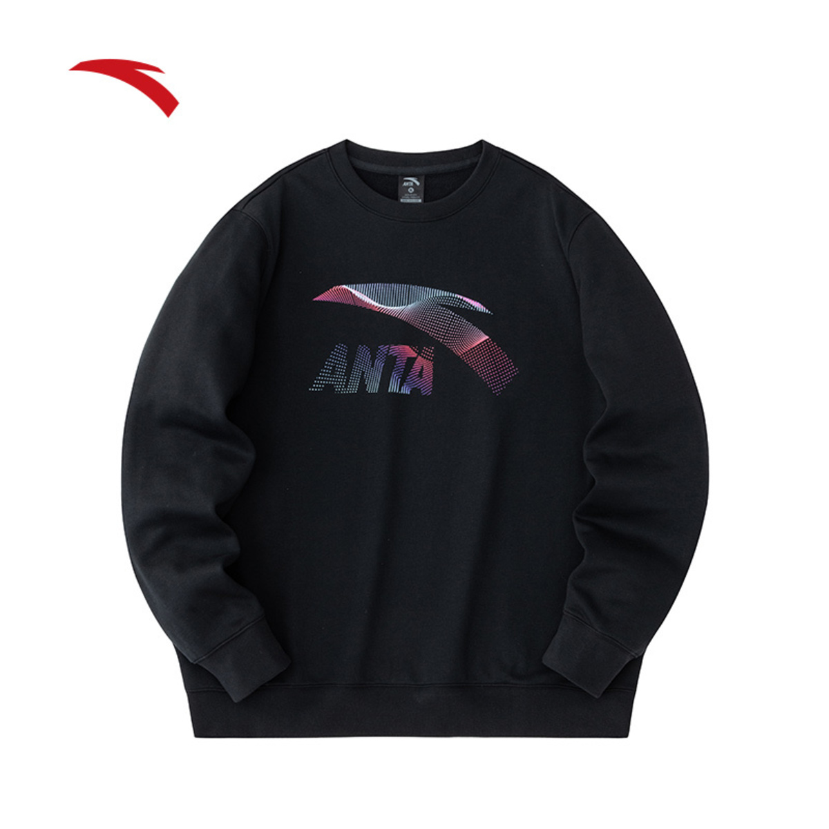 安踏卫衣男女同款休闲套头衫2023秋季新款长袖圆领黑