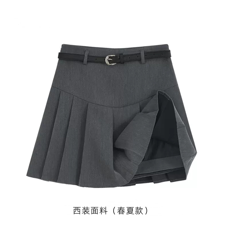 灰色百褶裙短裙女2025新款春夏小个子高腰显瘦a字百搭半身裙秋冬