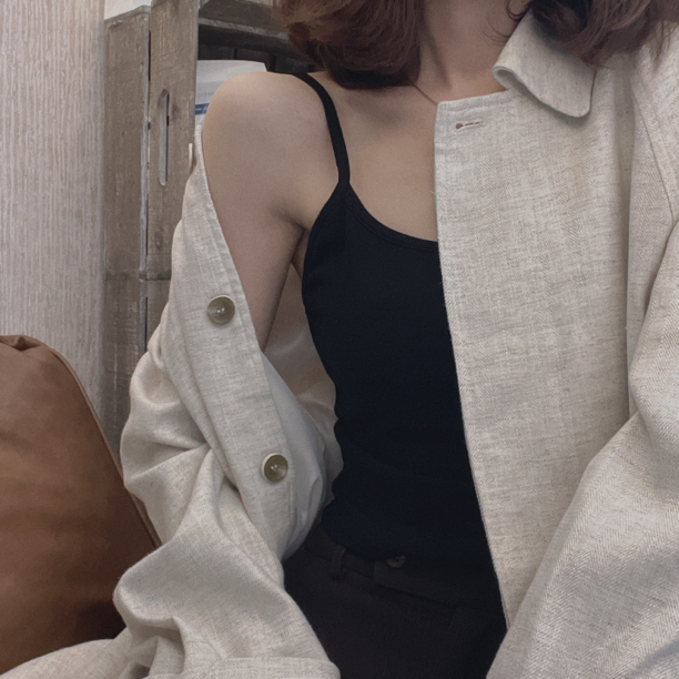 [一里同学]2023美背时尚百搭网红慵懒睡衣纯色打底背心女内搭新款
