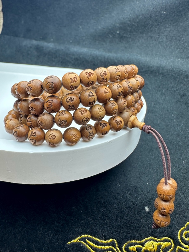 印度老山檀香六字箴言06多圈手串