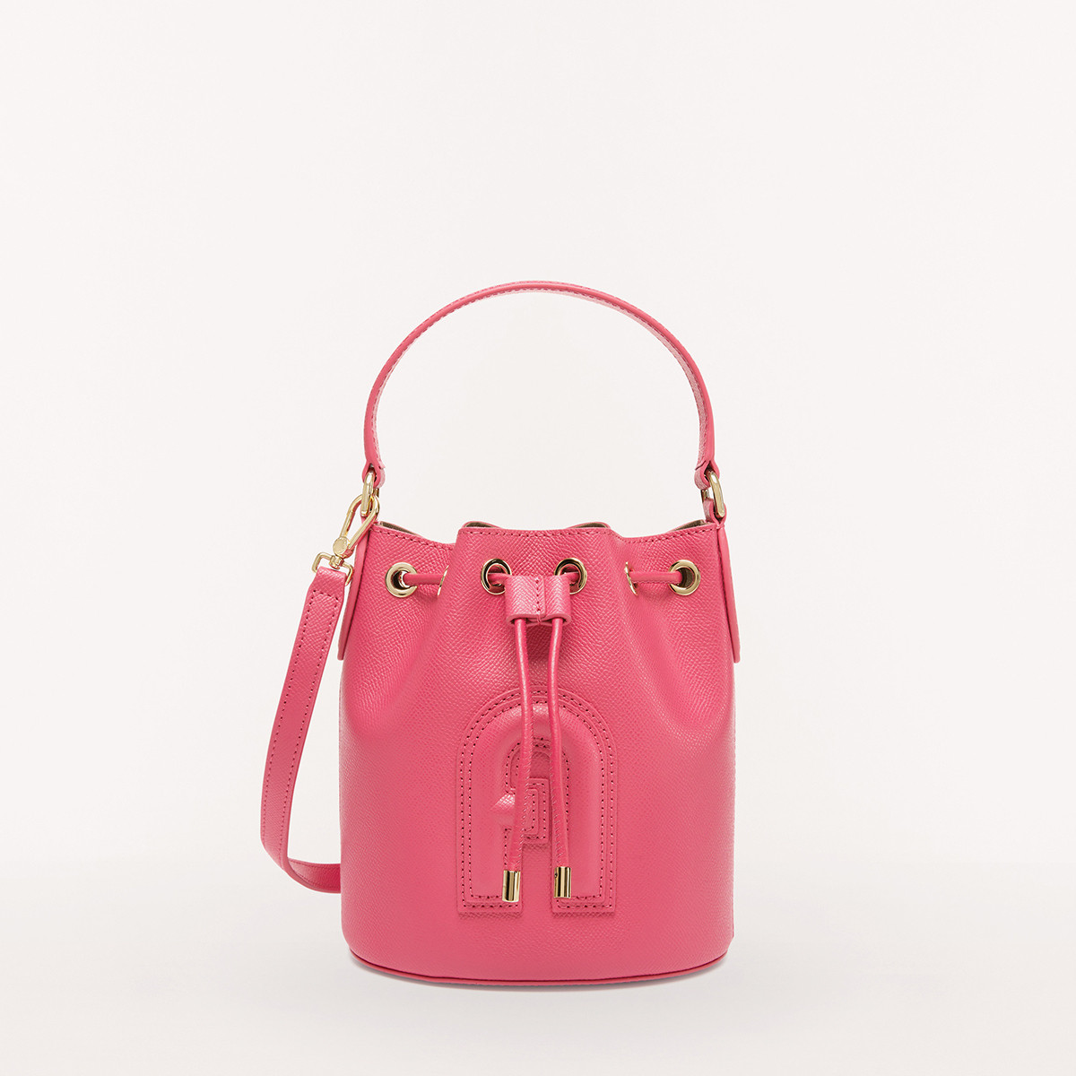 FURLA｜FURLA CLIO迷你牛皮女士潮流抽绳水桶包手提斜挎包