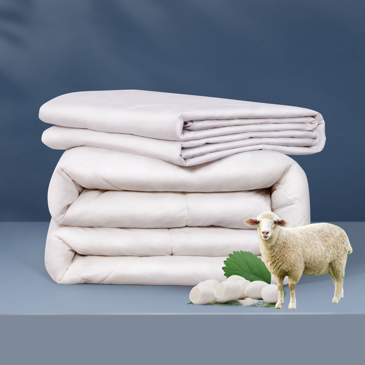 富安娜｜【进口澳毛】羊毛蚕丝被芯防绒二合一被子床上用品子母被