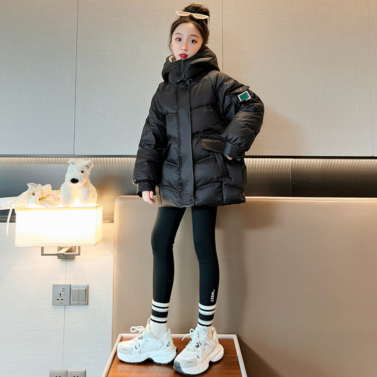 女童羽绒服加厚洋气冬装2023新款时髦女孩子中大儿童连帽厚外套潮