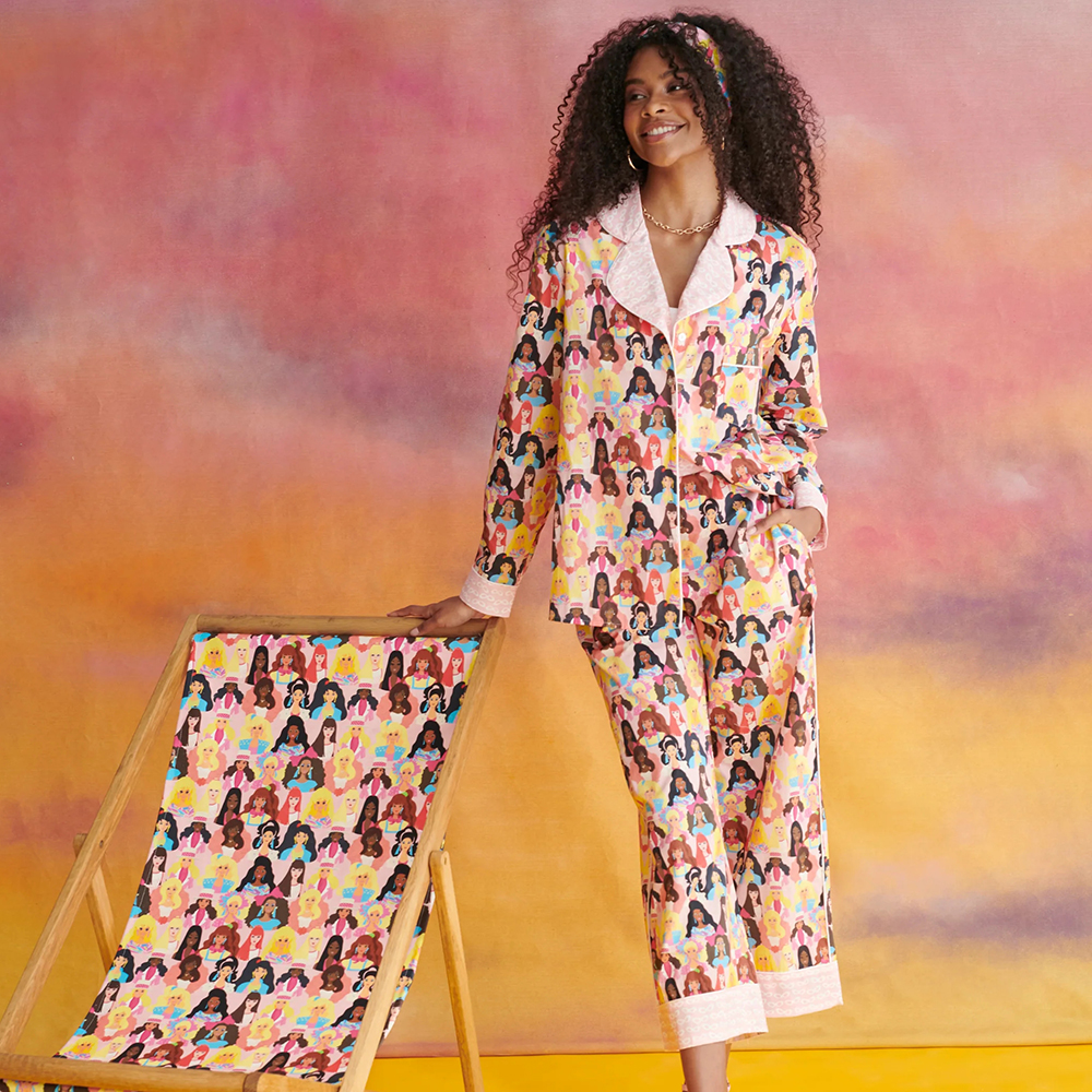 KM英伦小众设计芭比女孩时尚轻奢纯棉家居服睡衣套装印花欧美风