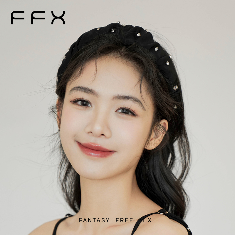 弗弗西FFX【海瑟薇】褶皱水晶发箍女网红黑色高档头箍秋冬百搭发饰