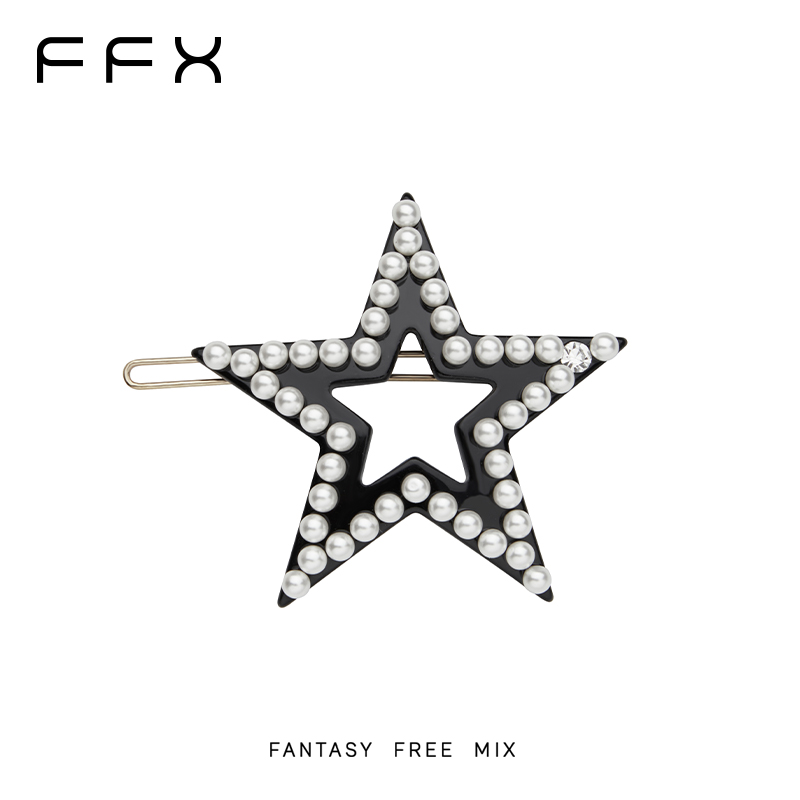 弗弗西FFX【星光】明星同款醋酸青蛙扣边夹国潮发夹时尚五角星发卡