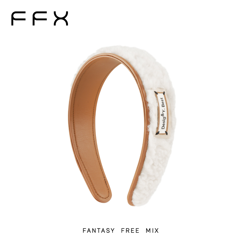 弗弗西FFX设计师定制款【原创·云朵】大气简约时尚羊羔绒皮发箍