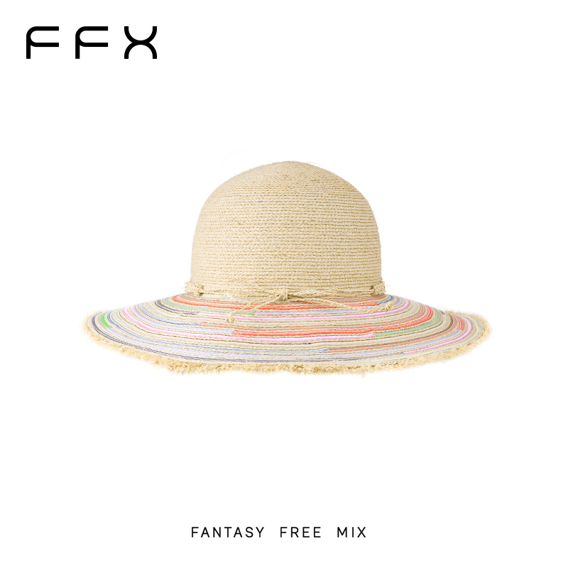 弗弗西FFX【花样少女】高级拉菲草毛边大檐草帽