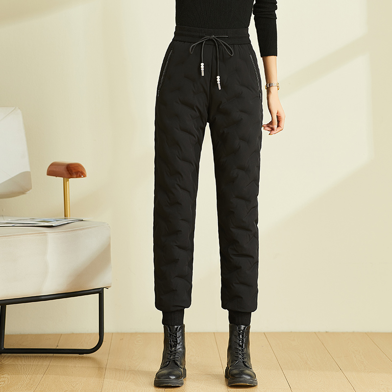 8903羽绒裤女外穿新款时尚弹力高腰宽松显瘦休闲哈伦加厚棉裤