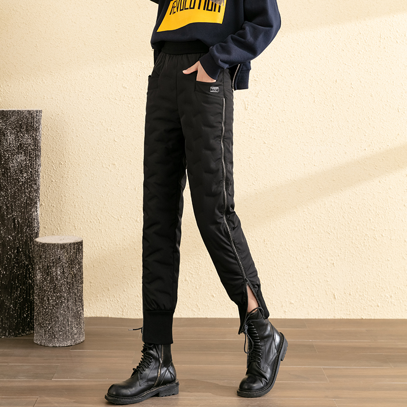 21610轻薄羽绒裤女外穿时尚高腰显瘦修身冬季加厚束脚哈伦裤