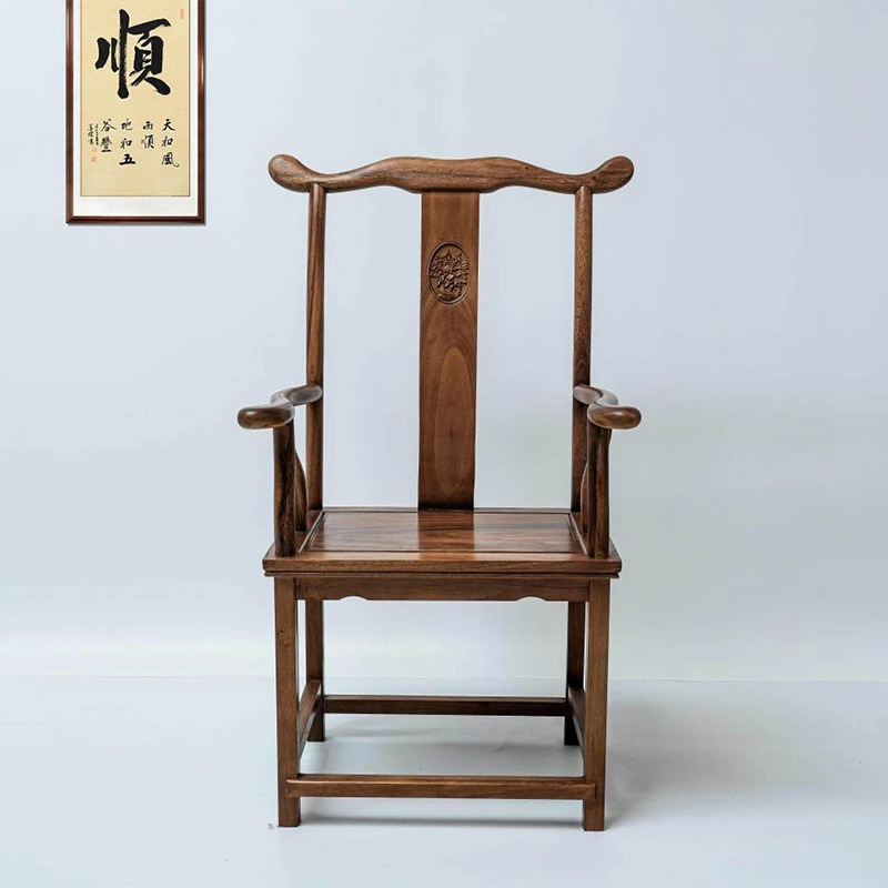 官帽椅主椅-南美胡桃木新中式桌椅书房茶椅实木椅书椅