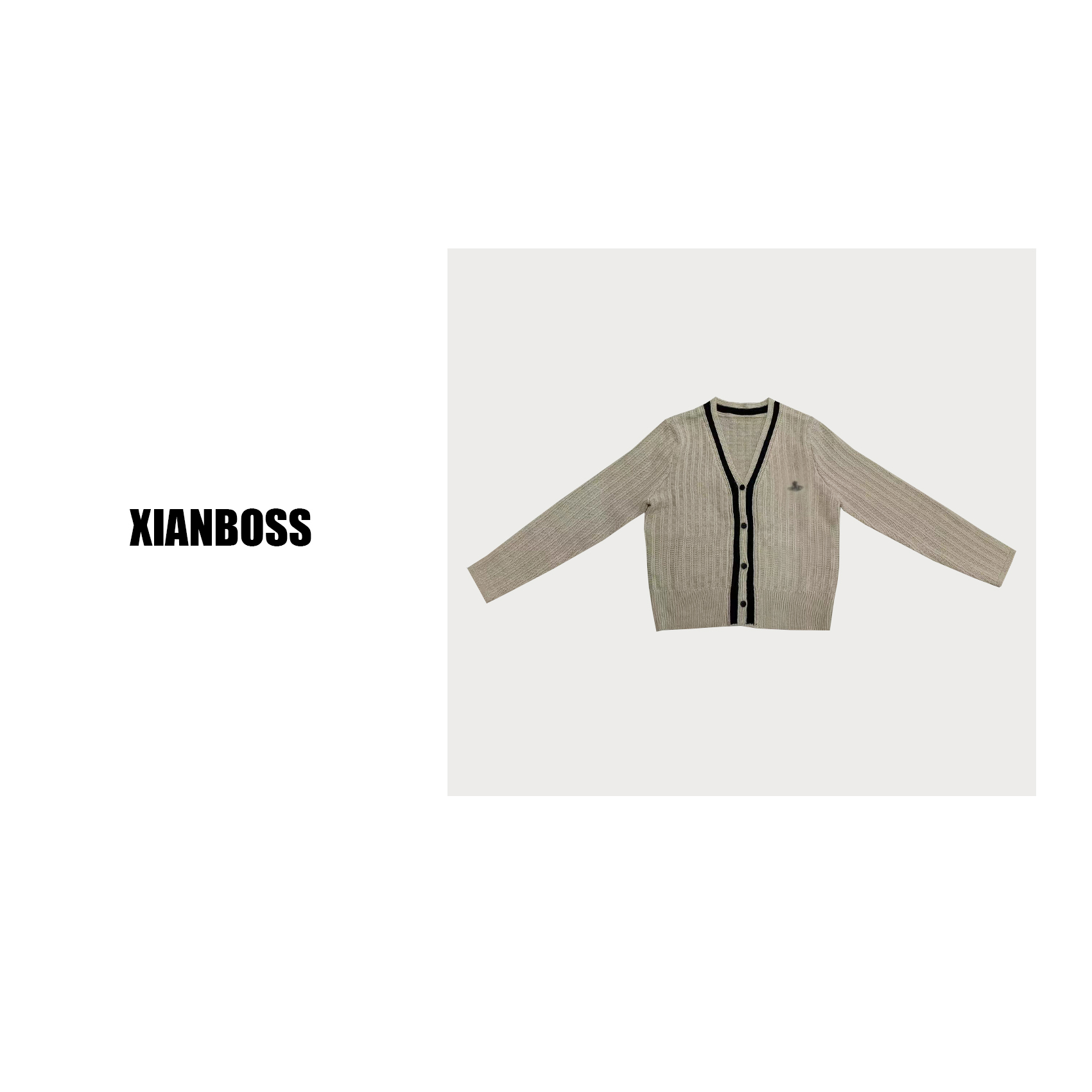 娴姐-「奶油可颂」小土星学院风v领针织撞色拼接开衫外套