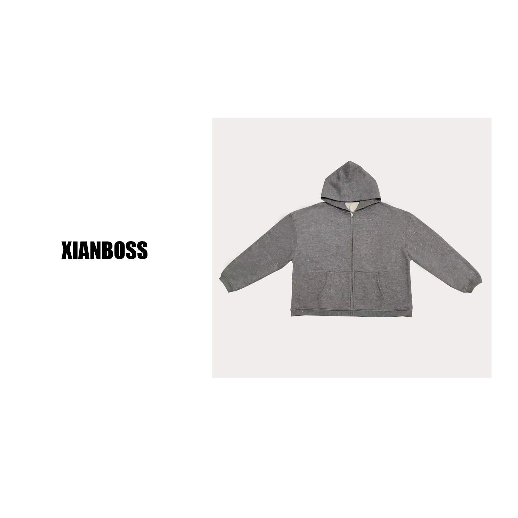 娴姐-「灰色星空」wang家细闪加绒款连帽卫衣外套女秋季美式复古