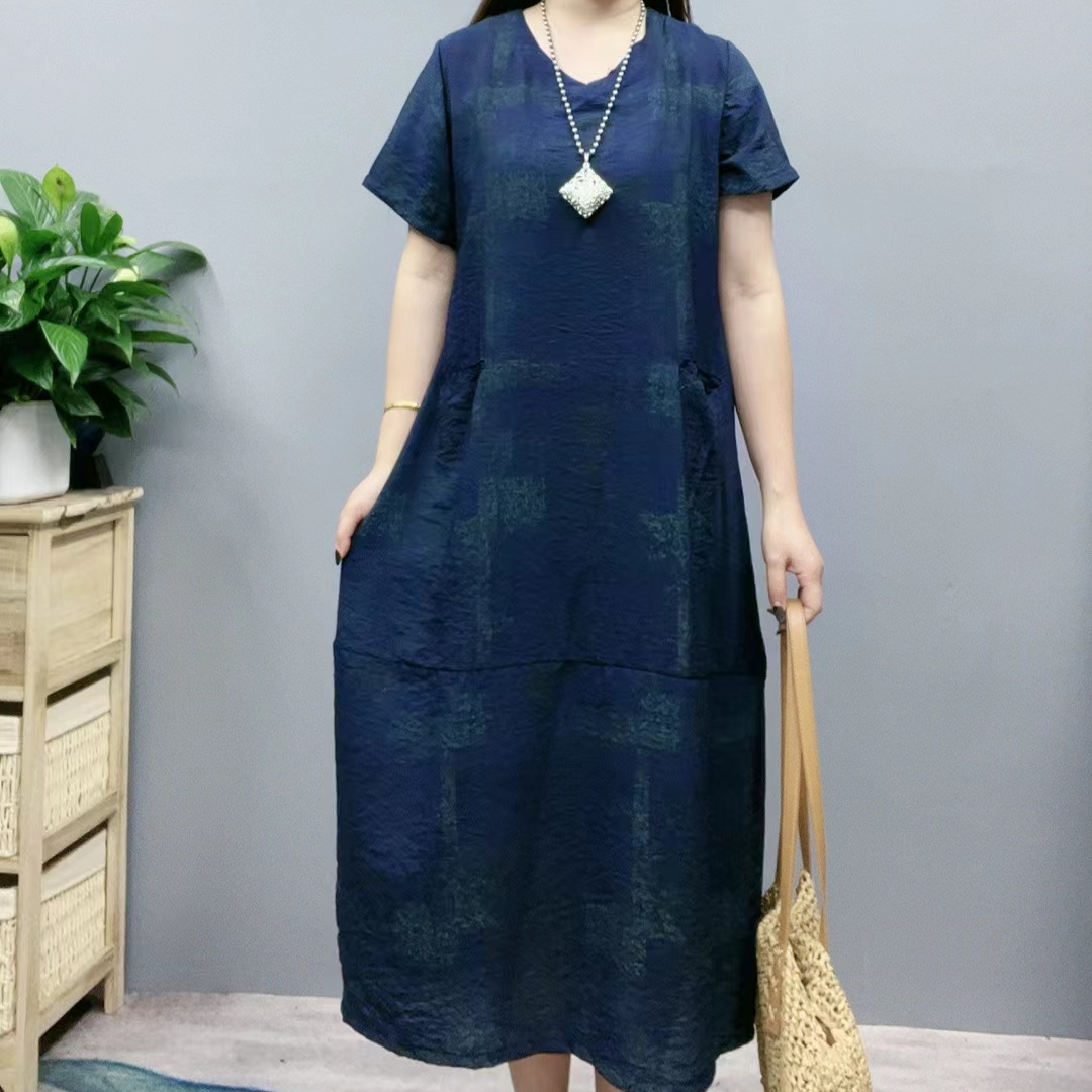 3049新款夏季韩版显瘦气质时尚印花洋气复古收腰碎花连衣裙妈妈装