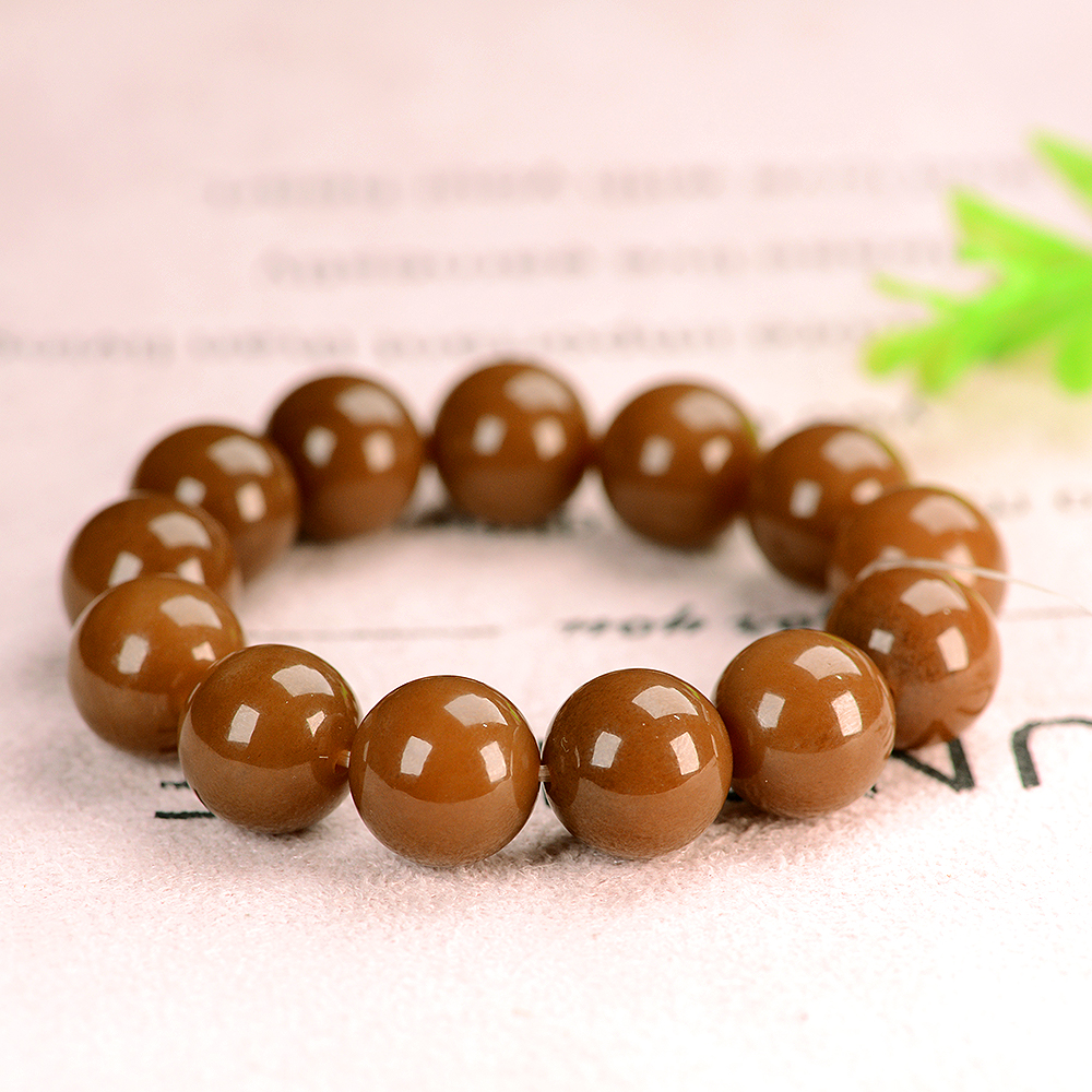 卡16#且末全糖手串新疆和田玉苏工玉石臻品褐红糖男女款单圈手链