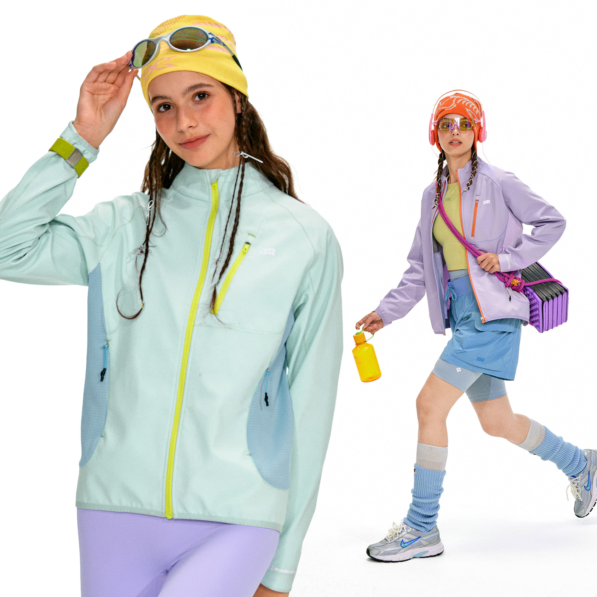 NOTHOMME山系户外Teflon三防保暖修身内搭立领撞色加绒软壳外套女