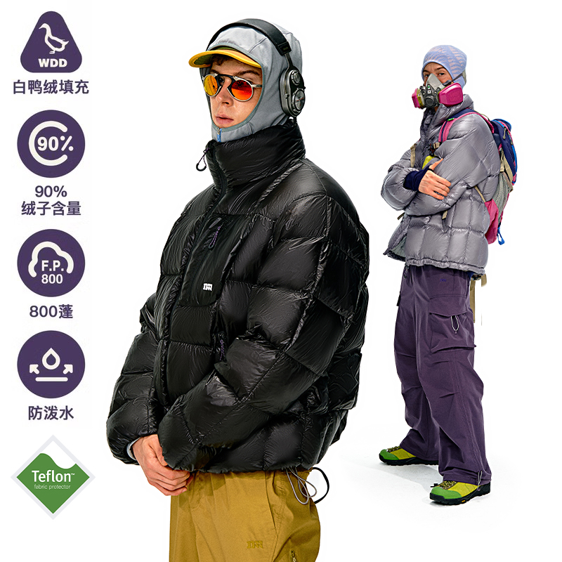 NOTHOMME 时空幻境 户外三防800蓬90白鸭绒可收纳冬季羽绒服外套