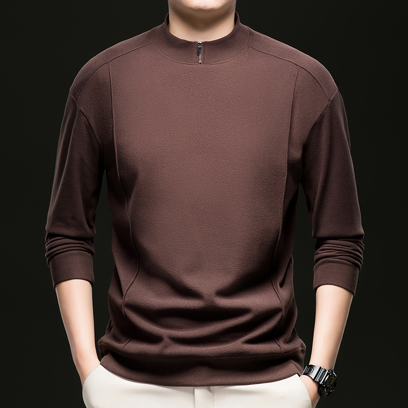 新款秋冬季男士半高领德绒卫衣休闲加绒加厚保暖长袖套头打底衫