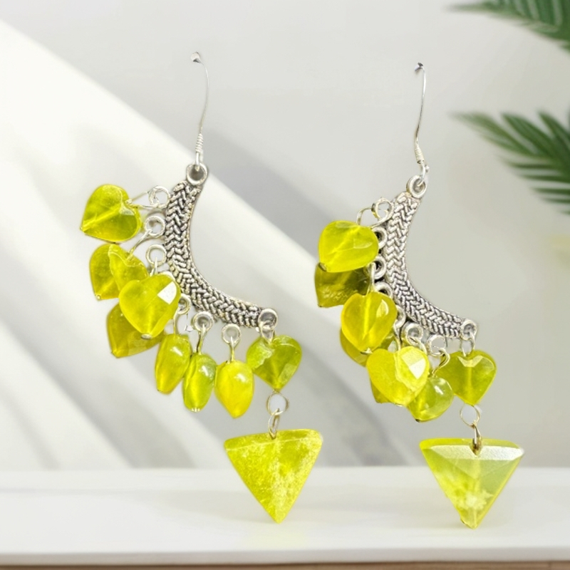 纯手工制作耳饰长款不规则流苏韩玉耳环饰品欧美流行925耳环