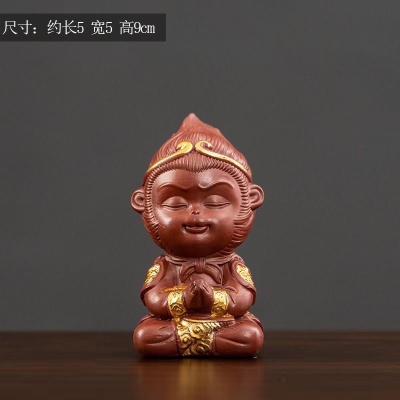 名乾紫砂朱泥祈福悟空茶宠摆件 G415