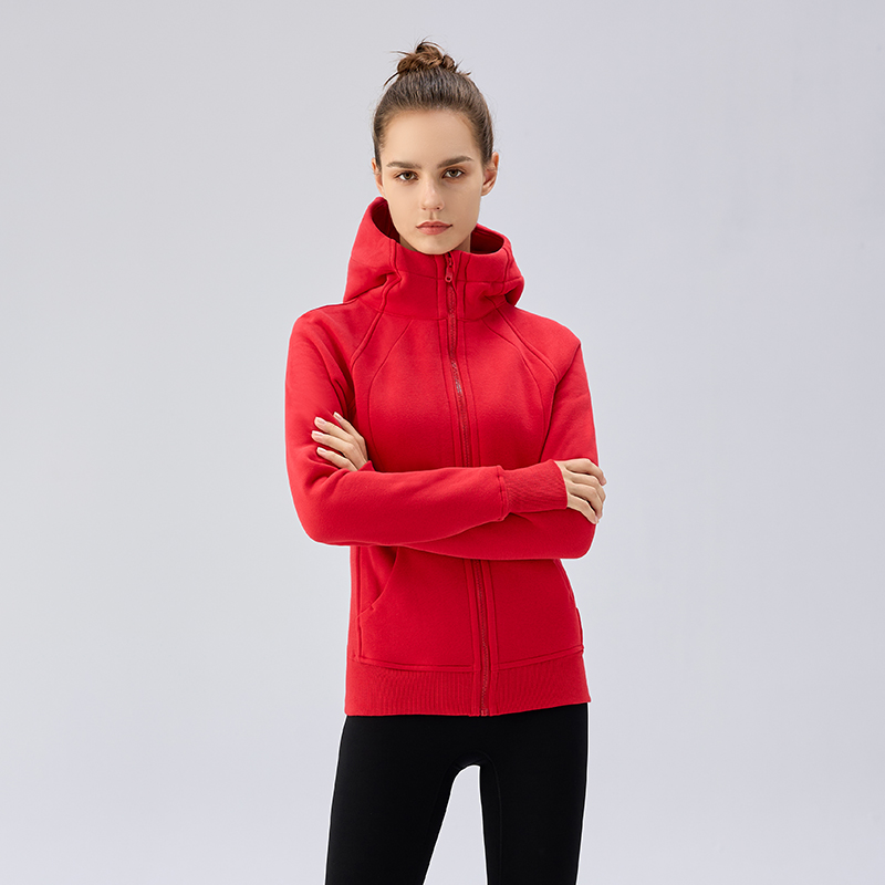 KUD【保暖搭子】加绒瑜伽外套连帽开衫运动休闲卫衣女DJ028