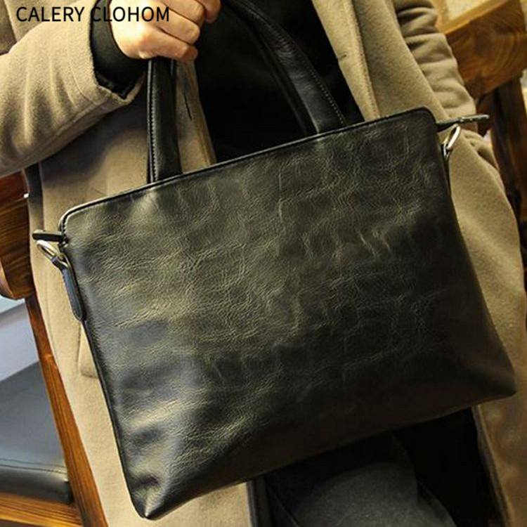  2025新款公文包真皮男士商务手提包横款单肩包斜挎