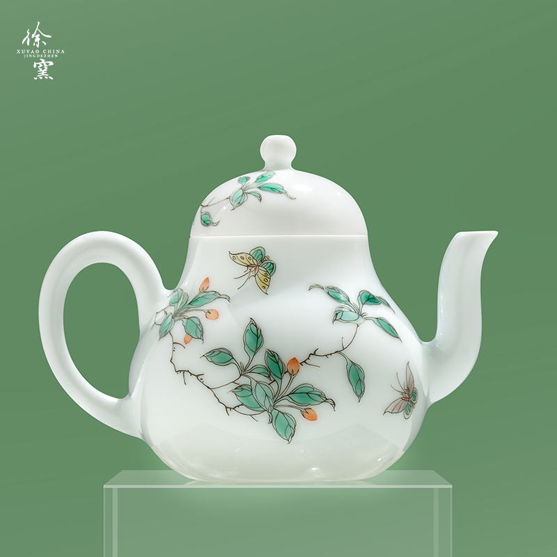 徐窑枸杞思亭壶 粉彩手绘 景德镇手工陶瓷茶器茶壶品茗125ml礼品