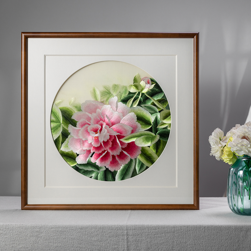 湘传礼湘绣纯手工真丝刺绣茶室玄关挂画居家新中国风工艺礼装饰画