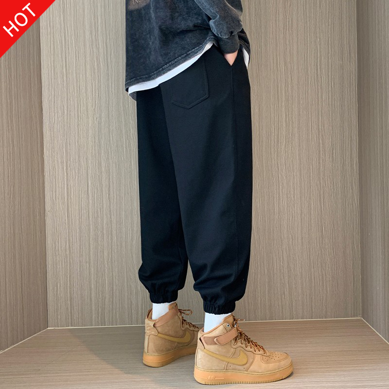 休闲裤男款秋季男裤宽松秋冬卫裤黑色束脚裤子男生运动裤男士长裤