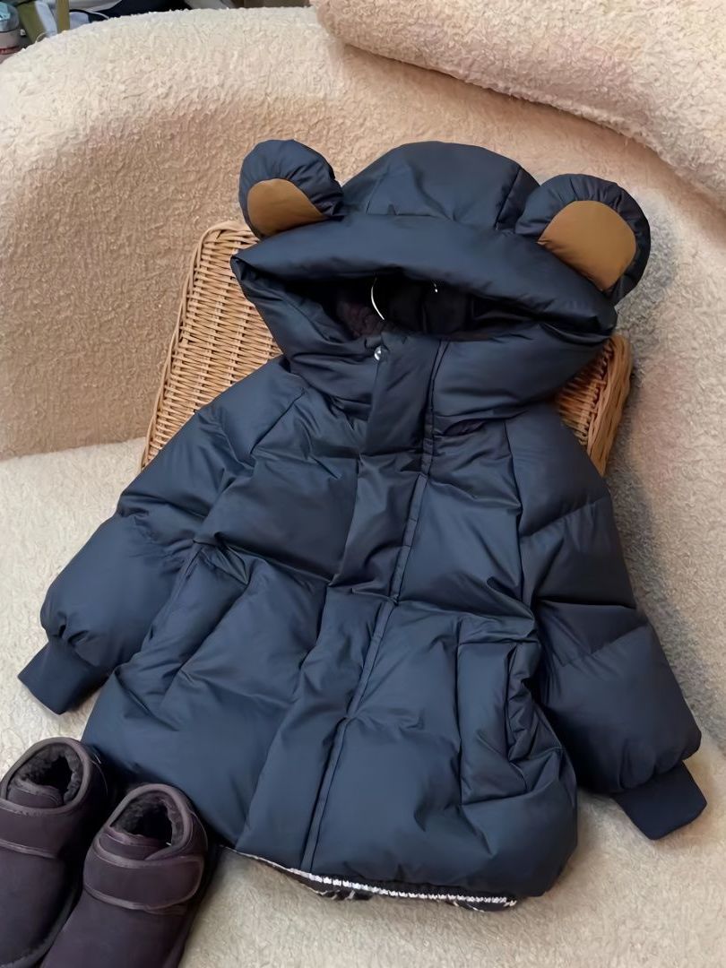 女童冬装棉袄防寒保暖加厚中长款棉衣韩版棉服女洋气连帽外套