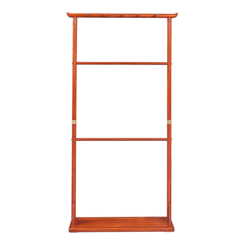 【精品】缅花衣帽架大果紫檀新中式卧室鞋架家用折叠衣架储物架家具