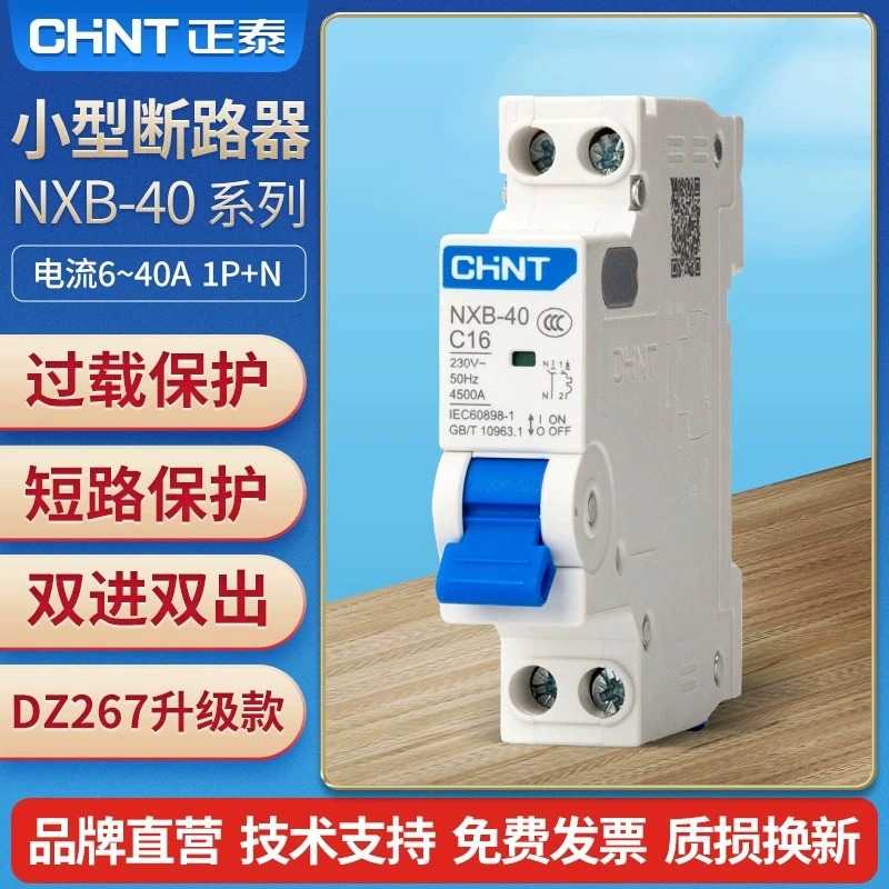 正泰电器家用NXB1P+N 10A16A20A25A32A双线双进双出断路器