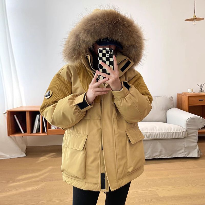 新款2023羽绒服羽绒服女新款冬季情侣工装派克服加厚袄外套