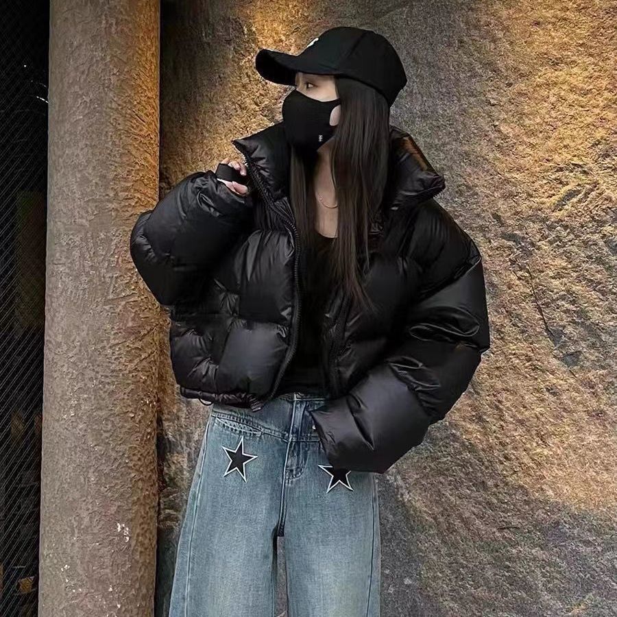 新款2023羽绒服反季新款服女短款修身外套韩版加厚小个子立领时尚