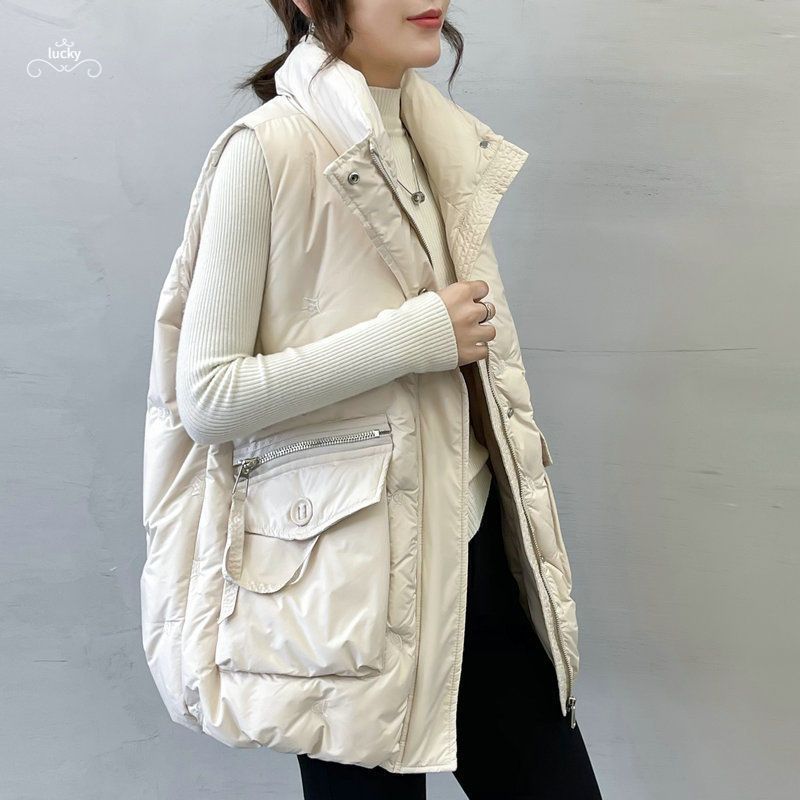 新款2023羽绒服羽绒马甲女秋冬大码新款宽松背心韩版坎肩外套
