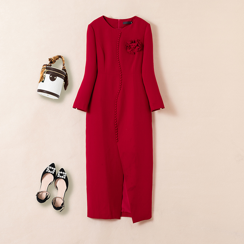 大码女装连衣裙2024年春装新款高级感酒红色胖妹妹mm礼服裙敬酒服