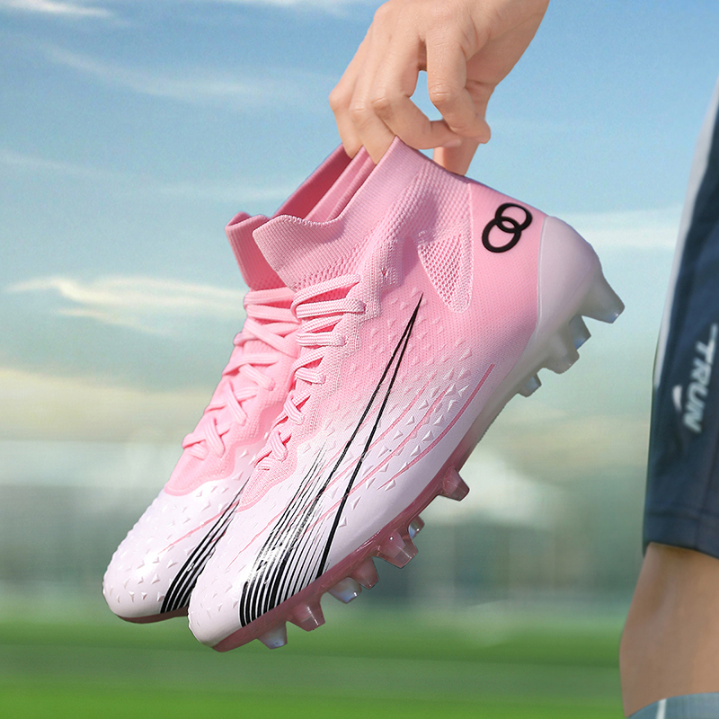 足球鞋女生透气皮面女童碎钉tf儿童成人大学生长钉比赛飞盘鞋中考