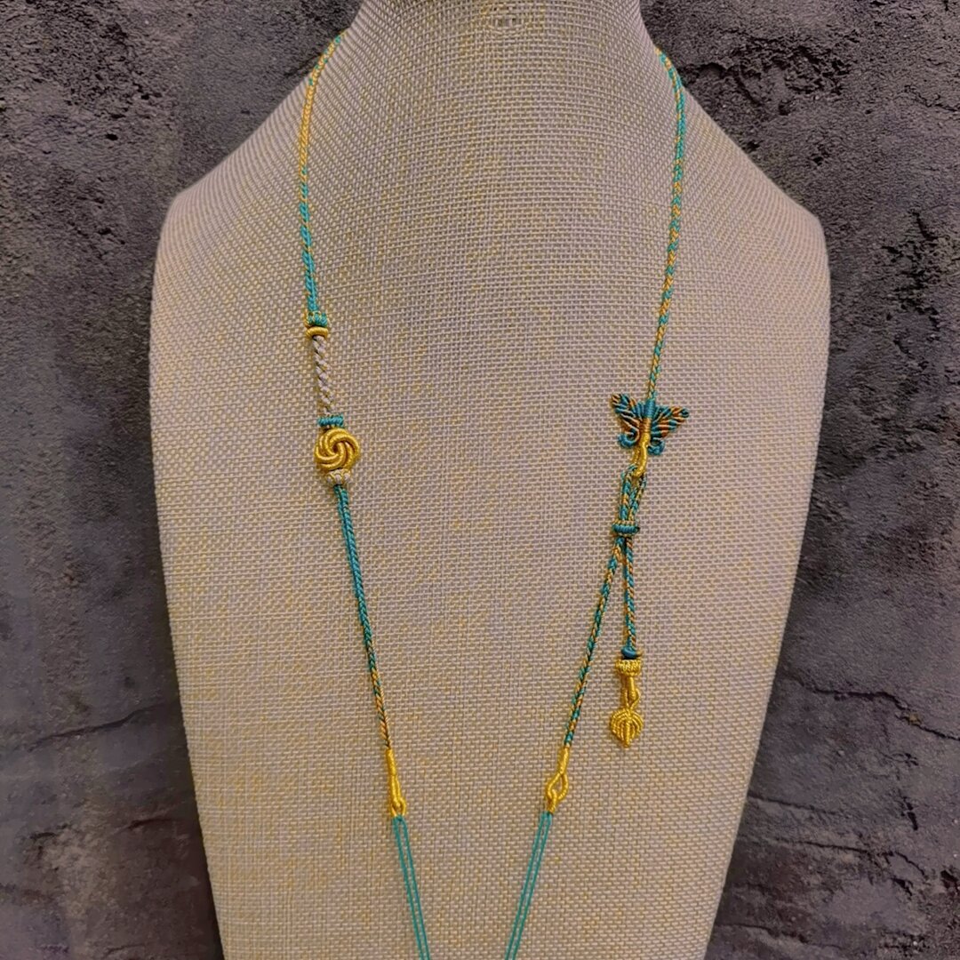 纯手工编织吊坠绳双耳挂绳男女通用锦鲤锁编绳横穿锁骨绳万能挂绳